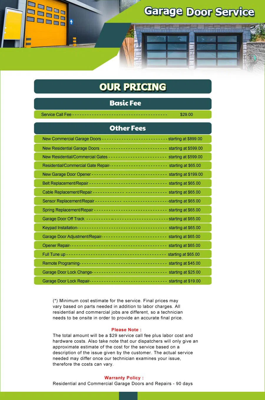 Garage Door 24 Hours Repairs Sun City, AZ 623-299-3602